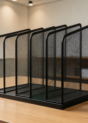 5-Section Upright Mesh File Sorter Black