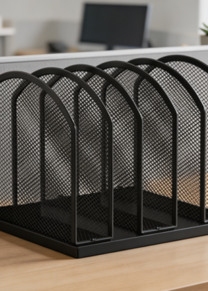 5-Section Mesh Vertical File Stand Black