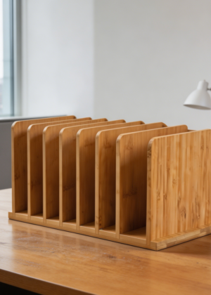 10-Slot Bamboo Vertical Mail File Sorter