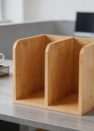 3-Slot Bamboo Magazine File Holder
