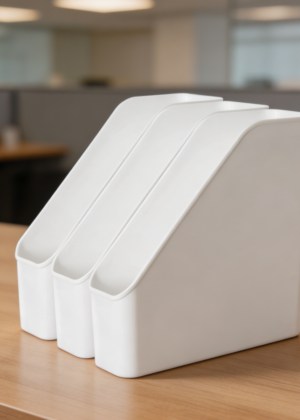 3-Pack White Plastic File Folder Bin with Handle