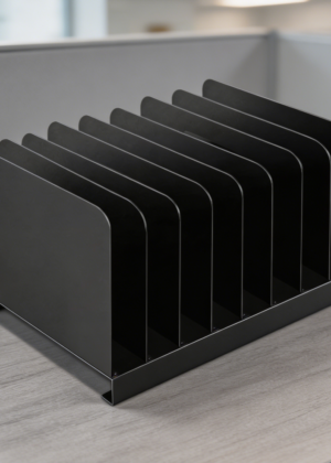 8-Compartment Metal Vertical File Sorter Black