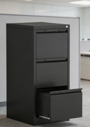 3-Drawer Metal Locking File Cabinet Black