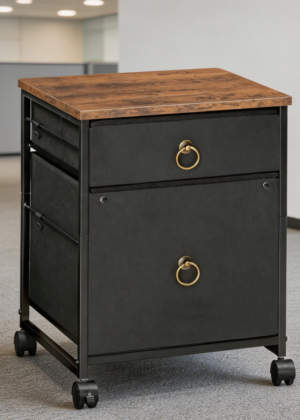 2-Drawer Vertical Mobile File Cabinet Rustic Brown/Black