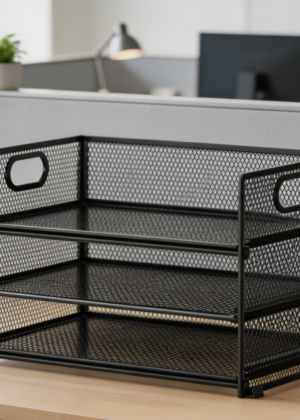 3-Tier Mesh Paper Tray Organizer with Handle