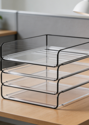 4-Tier Clear Acrylic Stackable Paper Tray Organizer