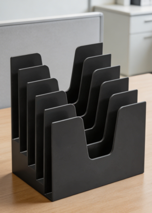 5-Section Incline Plastic File Sorter Black