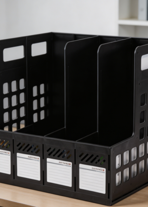 4-Compartment Plastic Magazine File Holder
