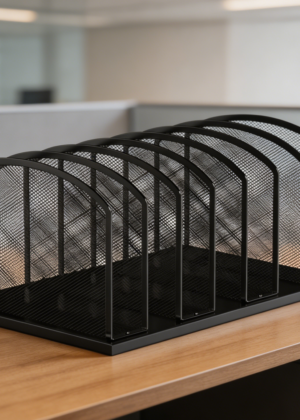 7-Section Upright Mesh File Sorter Black